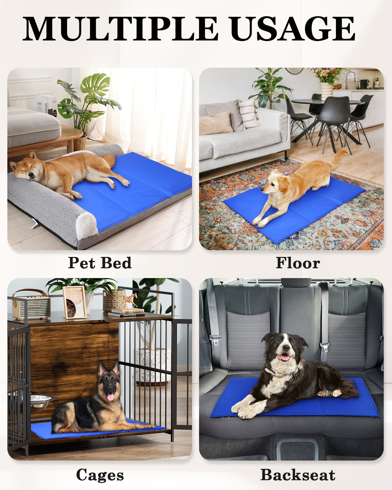 Zacro Dog Cooling Mat, 3 Hour Self Cooling Gel Pad for Dog/Cat, 35” x 19.6” Durable Cooling Dog Bed Mats for Crate/Sofa/Bed/Floor/Car Seats